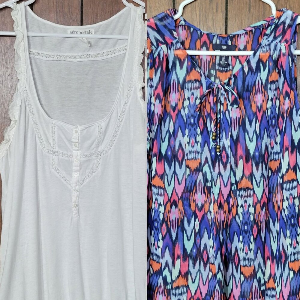 Aeropostale & Gap Sleeveless Tops – Size L – Sheer & Chic Bundle of 2